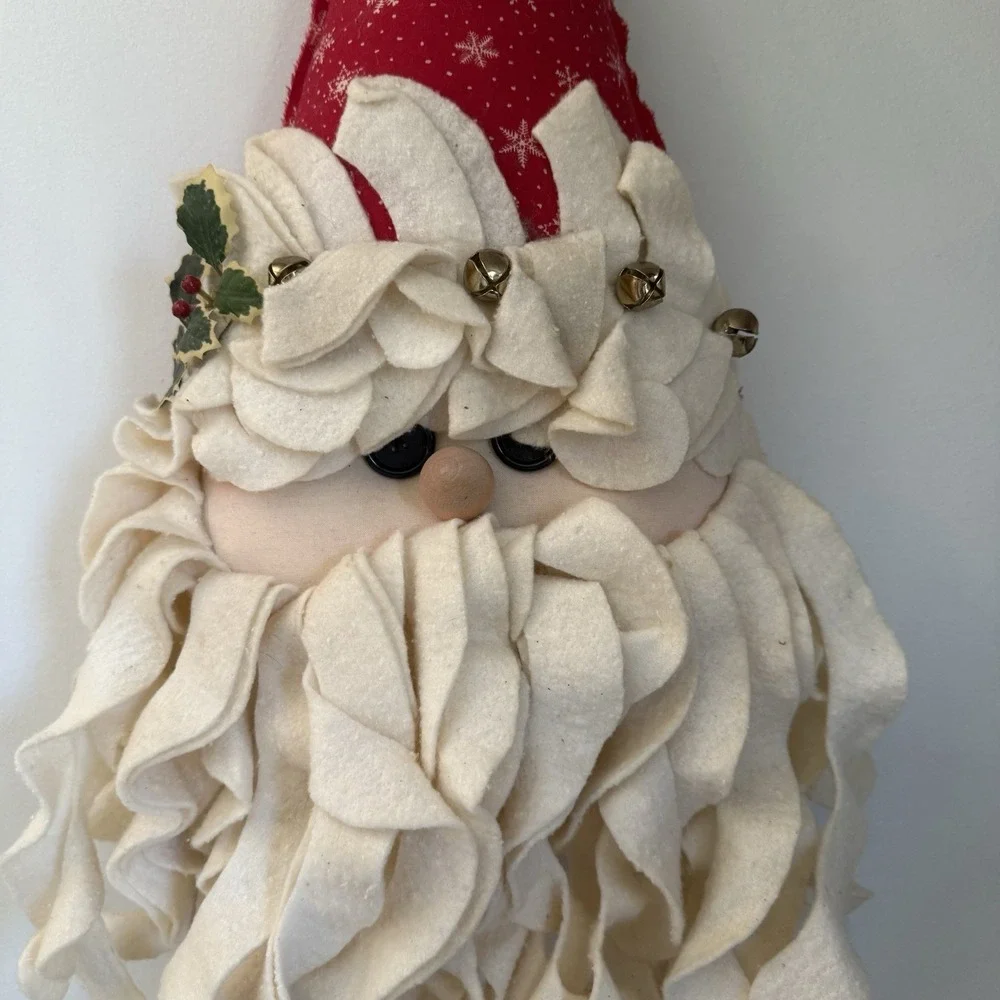 Santa Claus Plush Face Wall Hanging Handmade Pillow Vintage Christmas Retro VTG